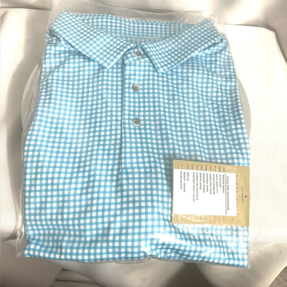 Pro Tour Coolplay Polo Shirt 2X Norse Blue Gingham NWT Perry Ellis 2025 - Picture 1 of 4